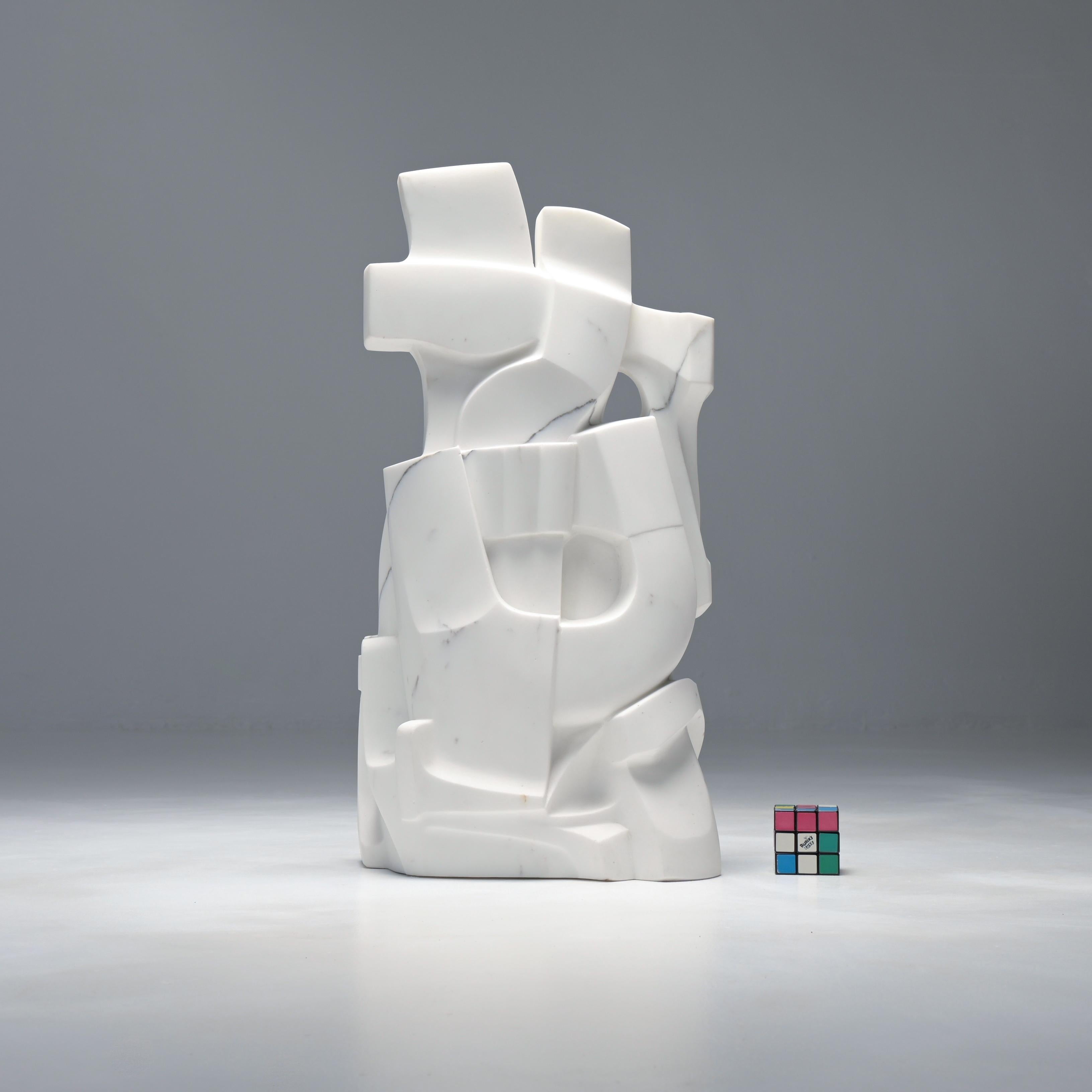 Modern Requiem Carrara Marble Sculpture by Jan Keustermans For Sale