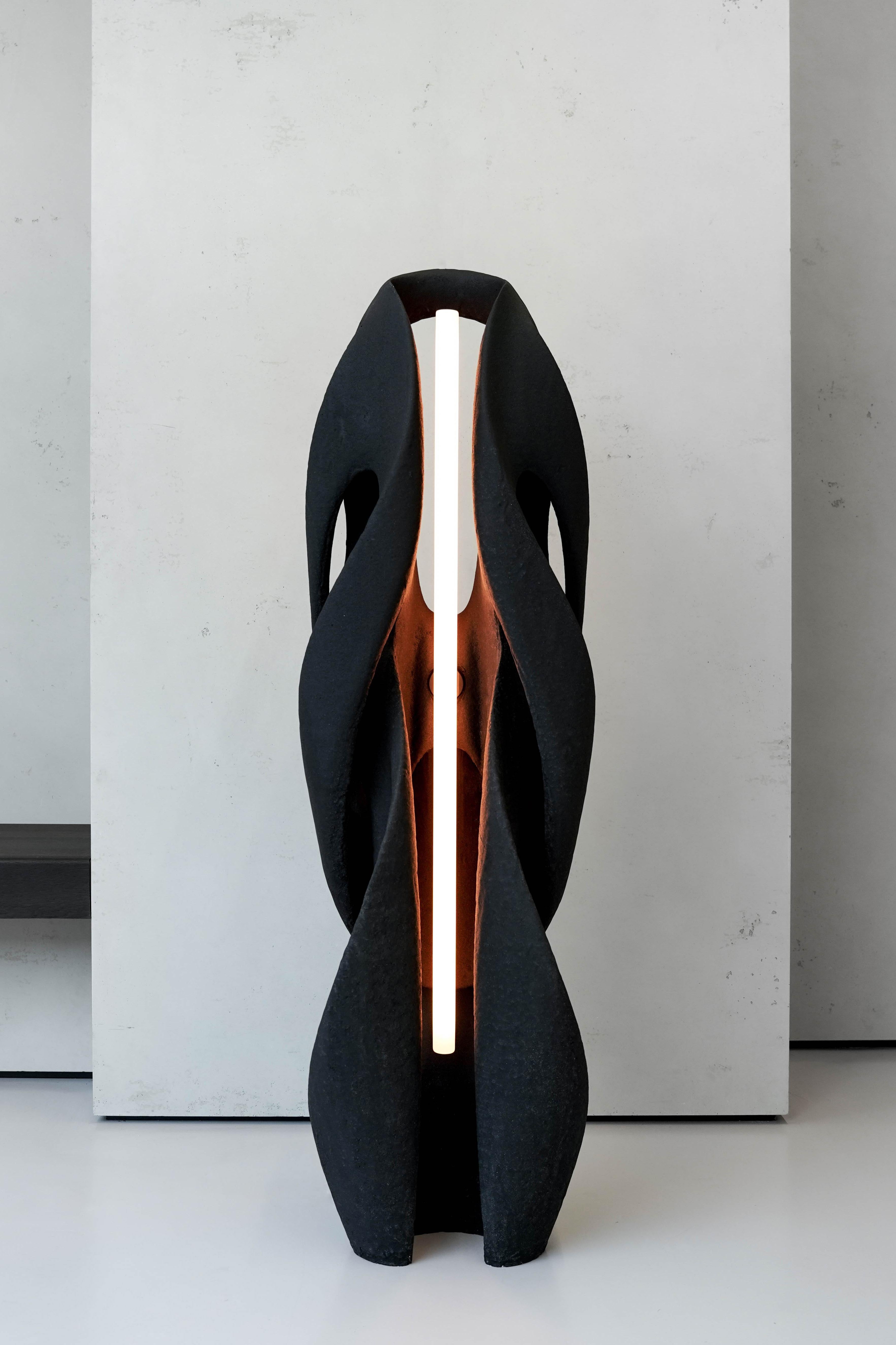 Organic Modern Requiem Floor Lamp, 3D-Printed Sand, Sculptural Organic, Unique Ambient Lighting For Sale