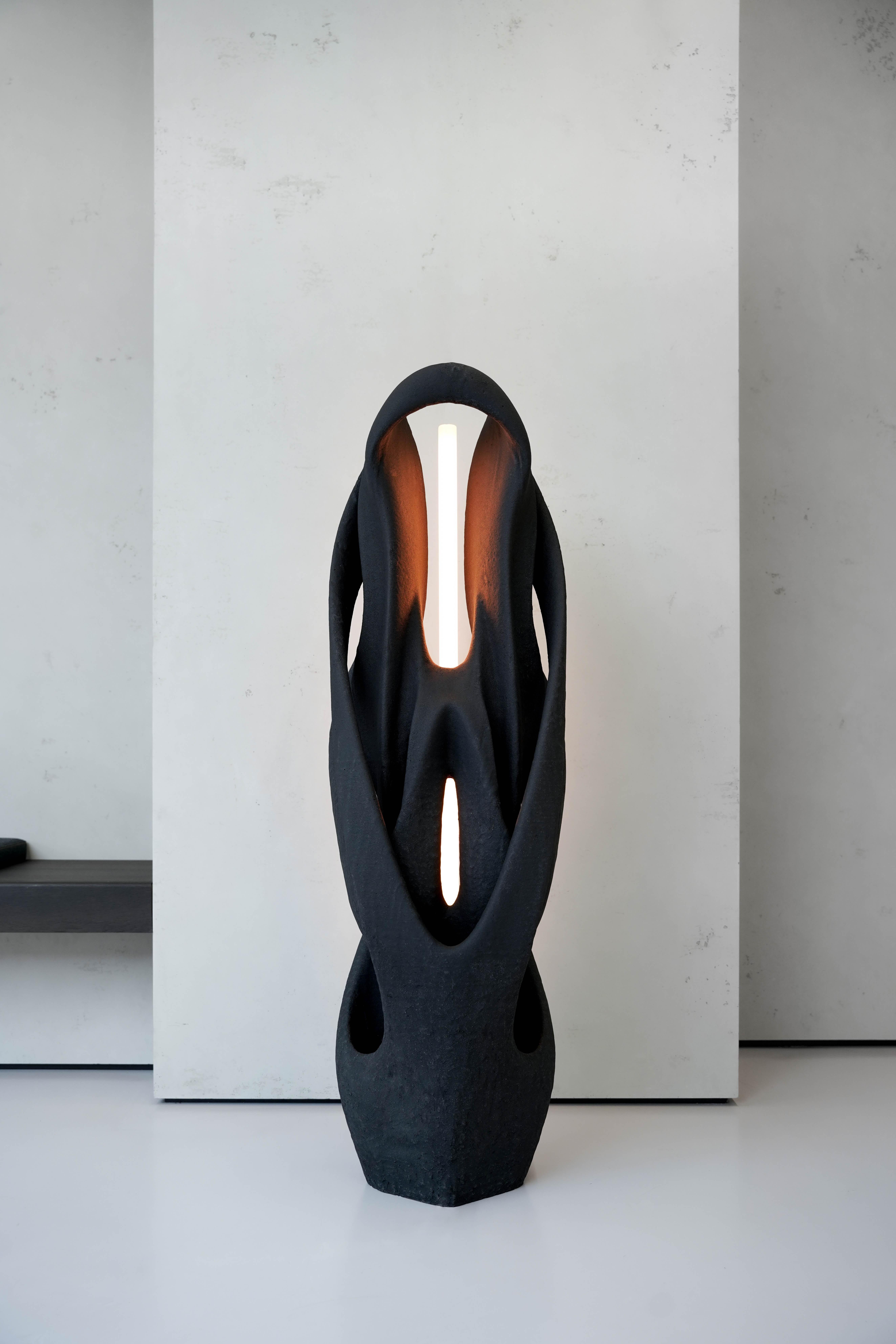 Machine-Made Requiem Floor Lamp, 3D-Printed Sand, Sculptural Organic, Unique Ambient Lighting For Sale