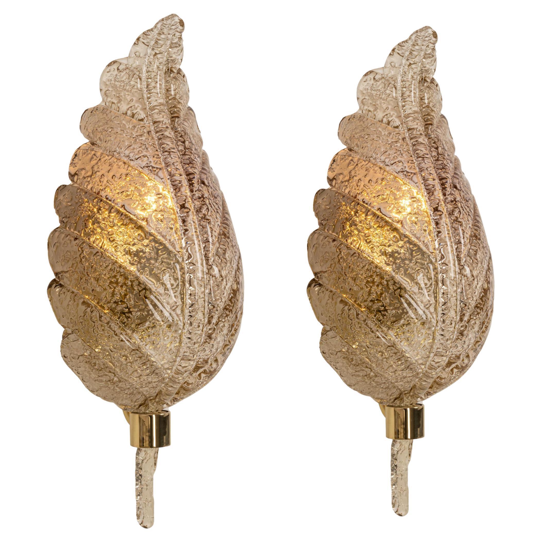 Brass Res. for Kim Set of Large Murano Glass Sconces by Barovier & Toso, Italy, 1970s