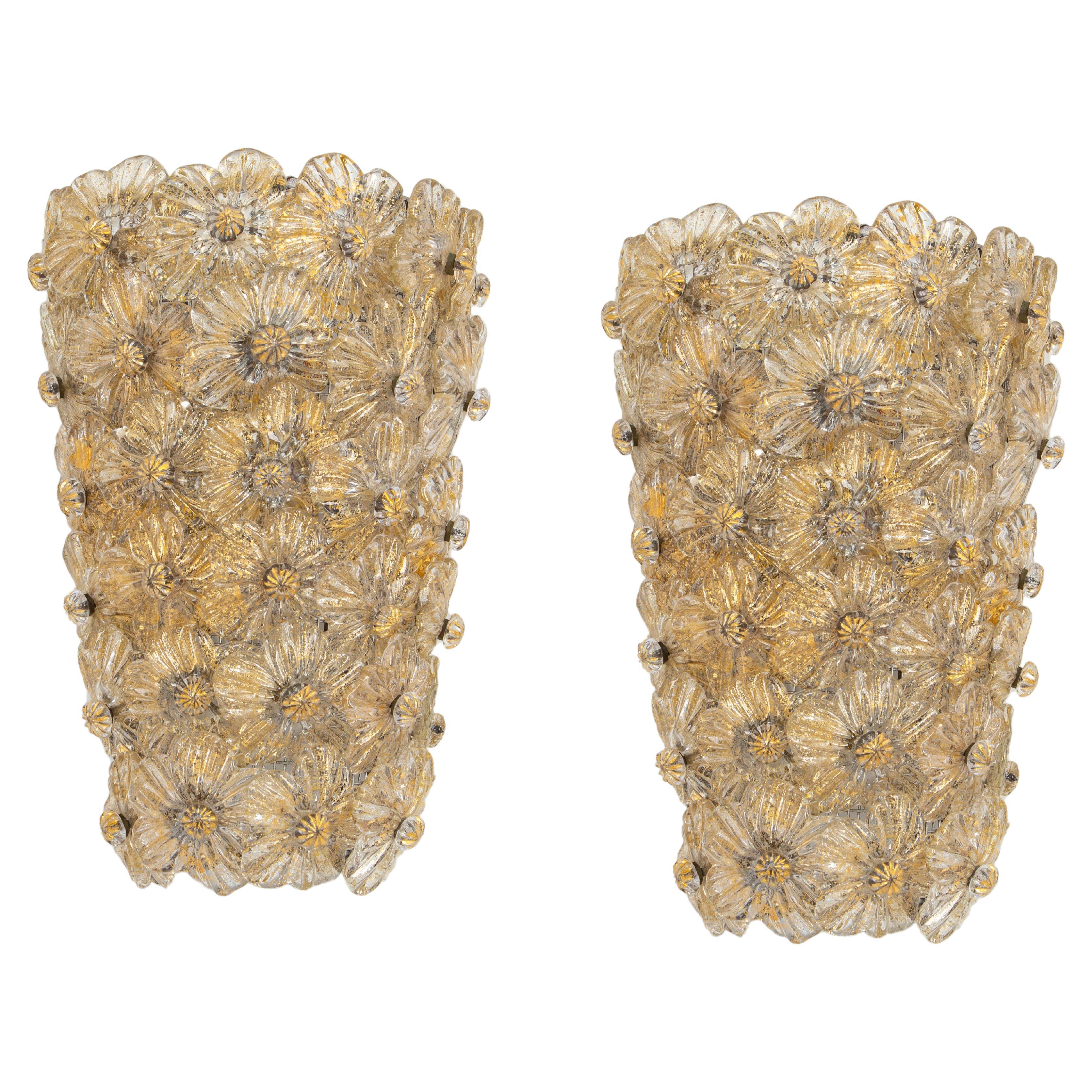 Res. for Kim Set of Large Murano Glass Sconces by Barovier & Toso, Italy, 1970s 1