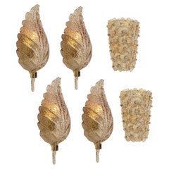 Res. for Kim Set of Large Murano Glass Sconces by Barovier & Toso, Italy, 1970s