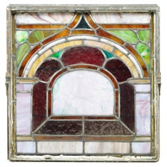 Rescued 2 Foot Square Arched Stained Glass Window