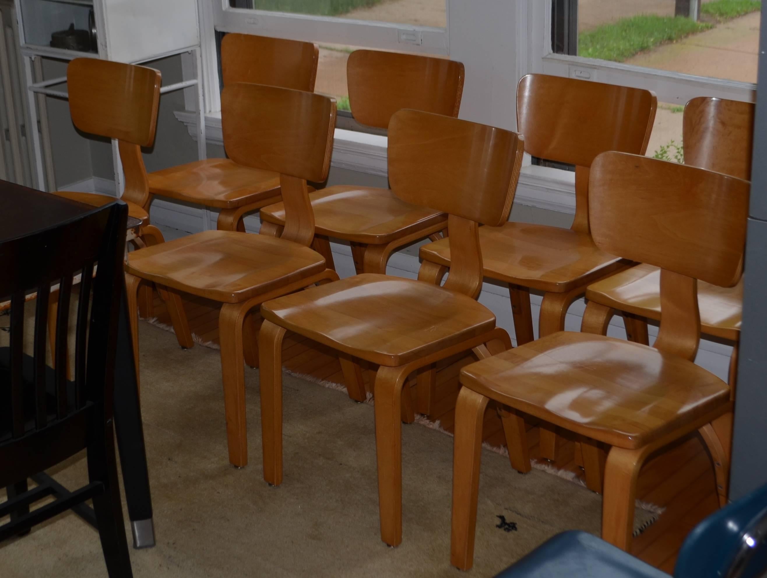 20th Century Reserved for Alexandra: Thonet Maple Dining Chairs with Bentwood, Set of Four