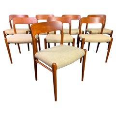 RESERVED FOR JOEL: 8 Danish Modern Teak Dining Chairs "Model 75" by Niels Moller