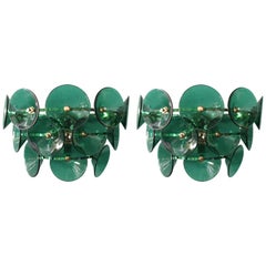Reserved for James - Two Green Trumpets Sconces by Fabio Ltd
