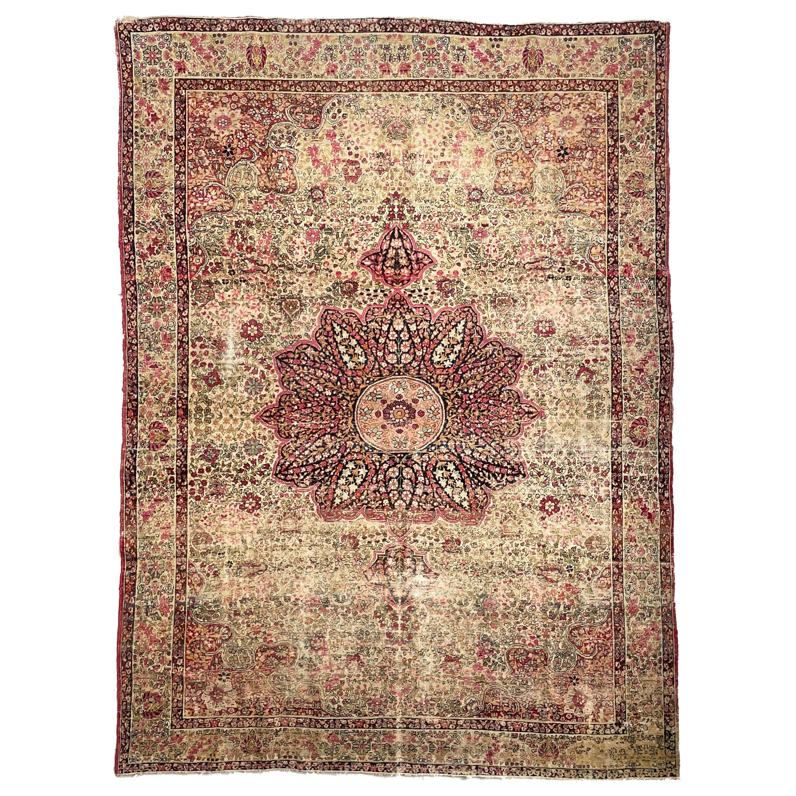 RESERVADA PARA JULIETTE*** Alfombra antigua deslumbrante de Kermanshah, alrededor de 1900 en venta