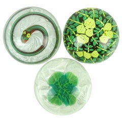 Reserved for Maria - Murano Snake Lucky Clover Flowers Italian Paperweights
