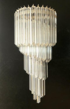 RESERVED: Monumentales Paar Murano-Wandleuchter, 41 blau-kobaltfarben Quadriedri, restauriert