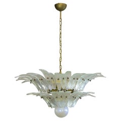 RESERVED: PAIR OF Murano Chandelier Original Palmette, opal iridiscent glass