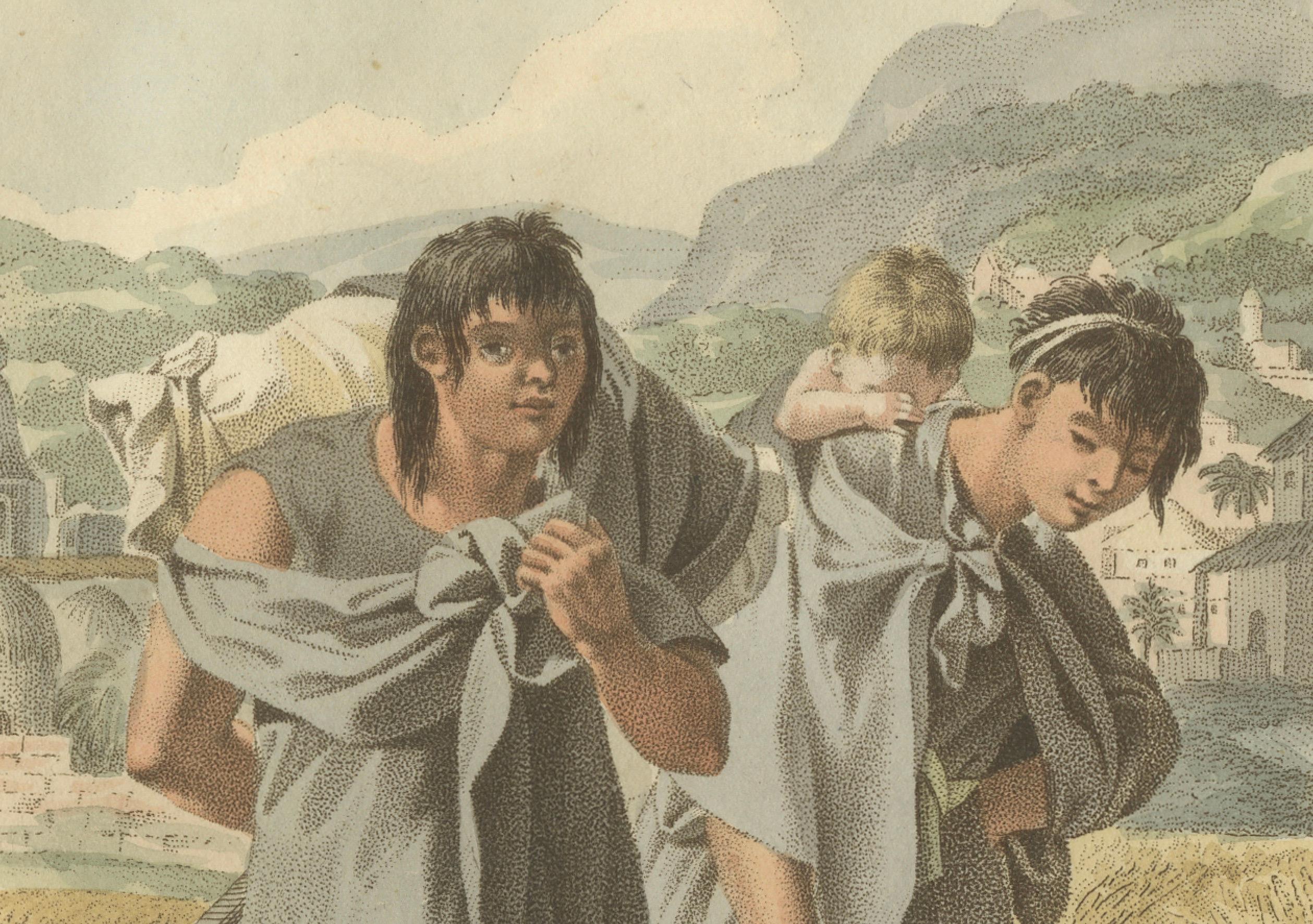 Residents of Quito, Ecuador – Antique Hand-Colored Ethnographic Print c.1805