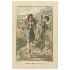 Residents of Quito, Ecuador – Antique Hand-Colored Ethnographic Print c.1805