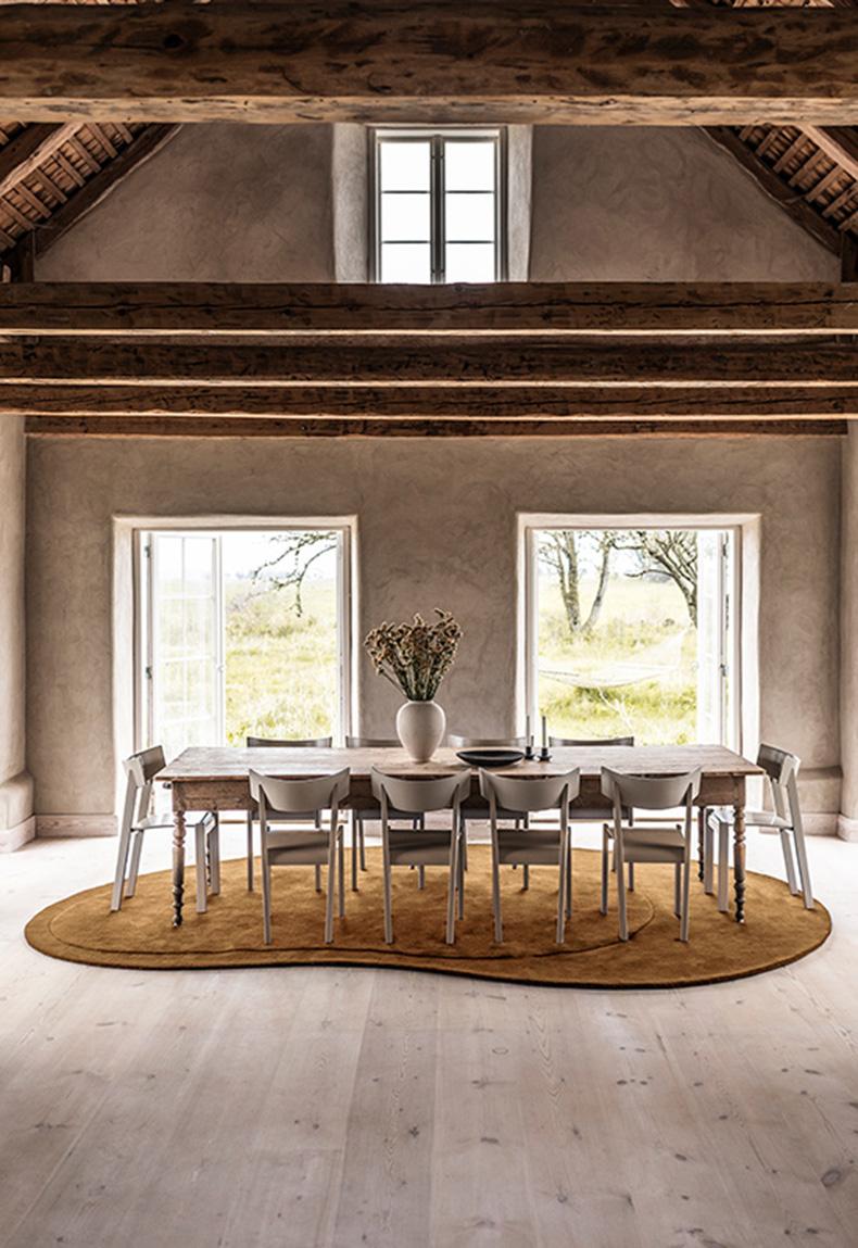 Moderno Tappeto Residue Wool Ocra Scuro in vendita