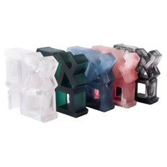 Ahava (אהבה) Resin Sculptures Set of Five: Green, Black, White, Blue & Pink