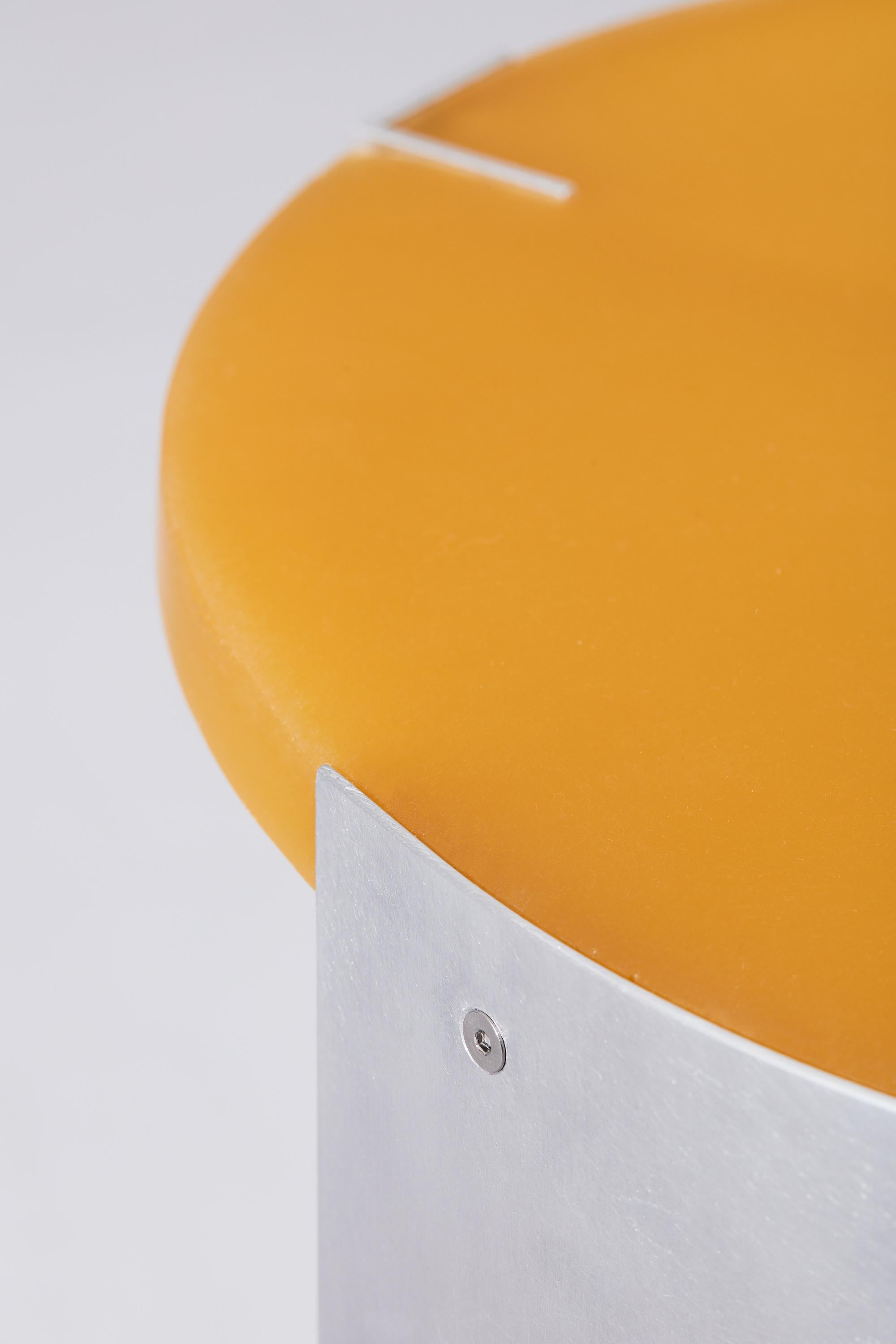 British Resin & Aluminium Yellow / Orange Bedside or Side Table For Sale