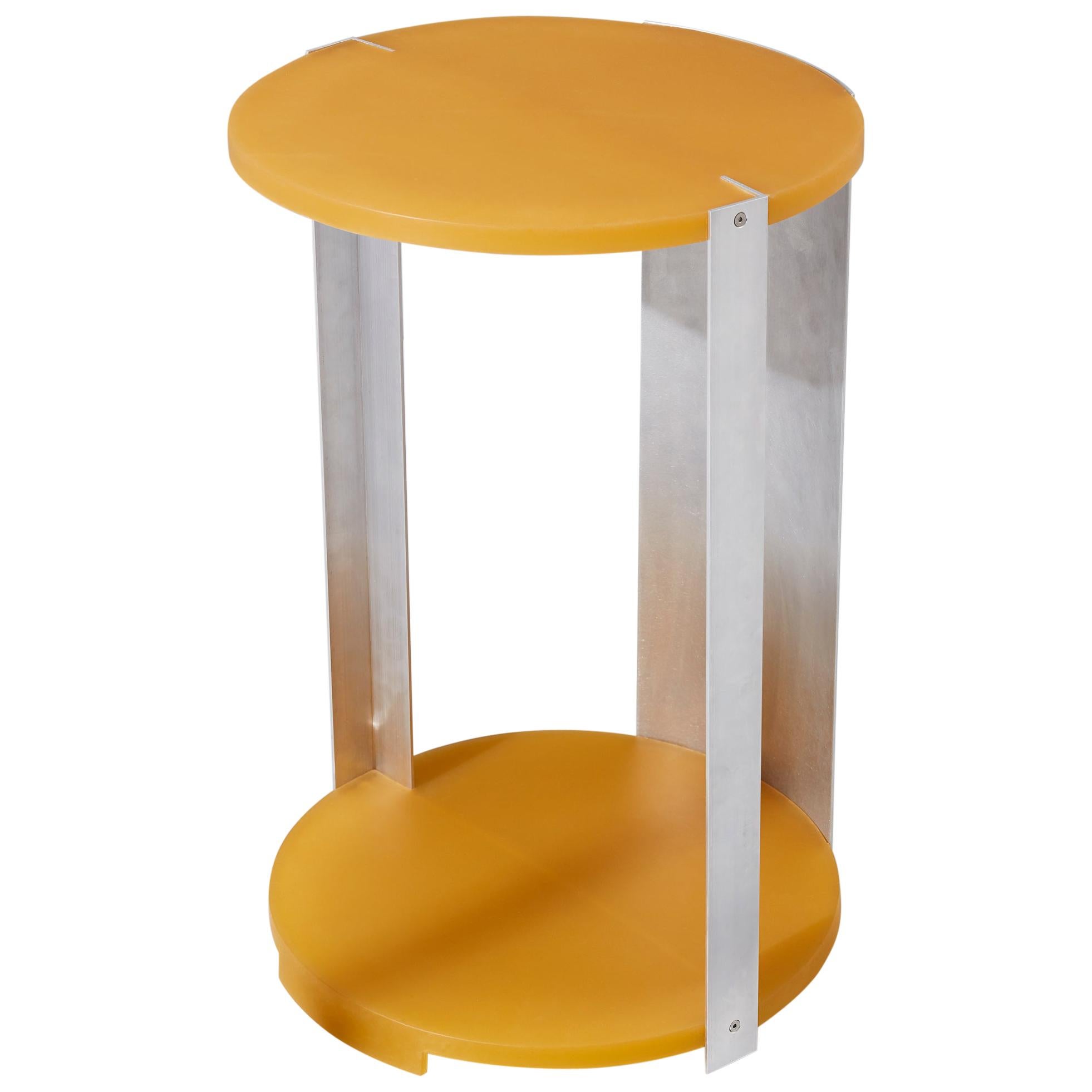 Resin & Aluminium Yellow / Orange Bedside or Side Table