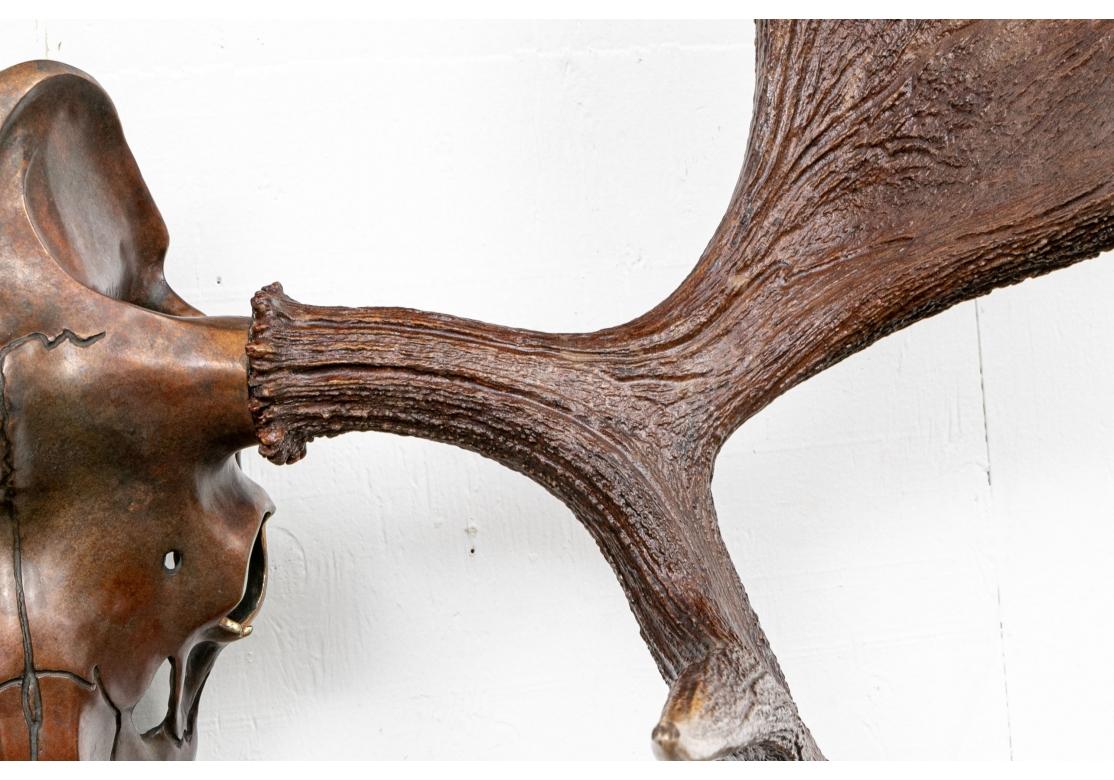 Resin And Bronze Wall Mounted Moose Skull For Sale 3