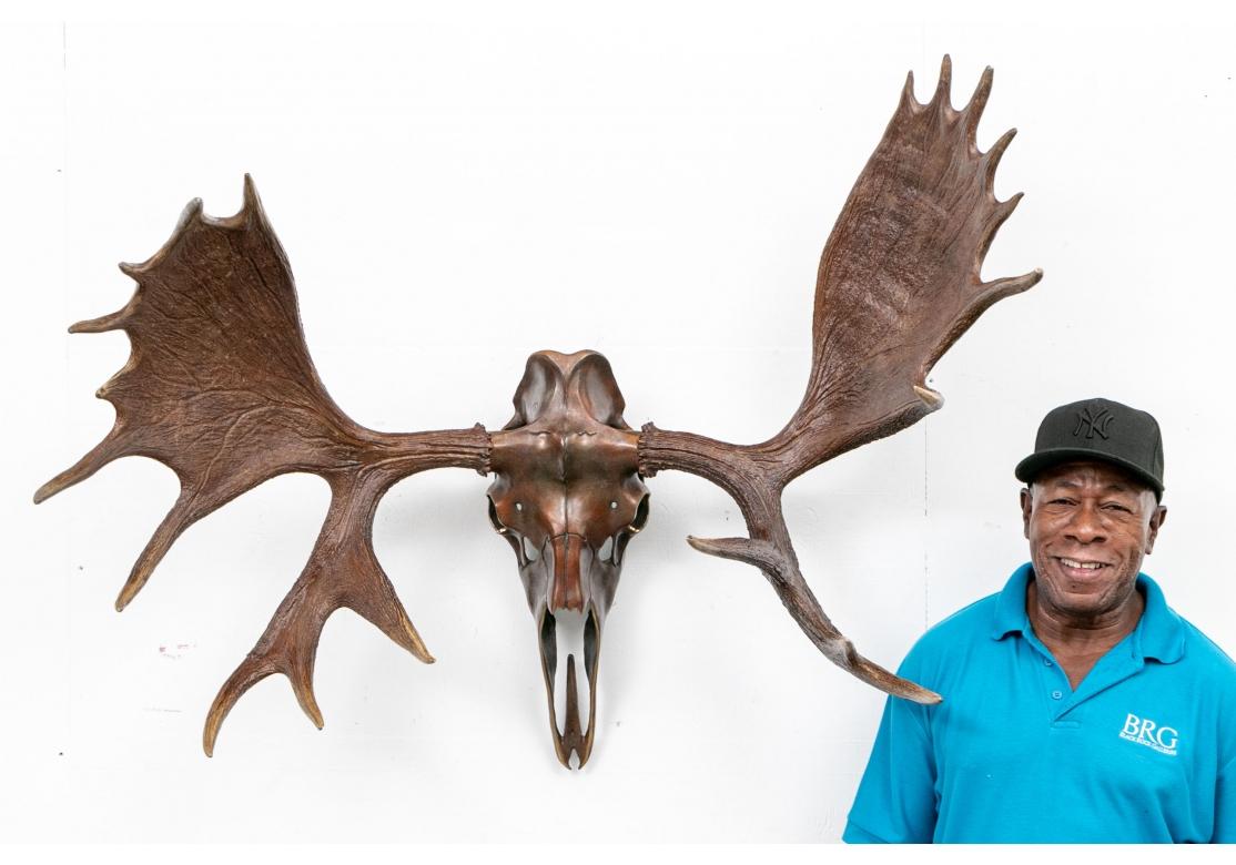 Resin And Bronze Wall Mounted Moose Skull In Good Condition For Sale In Bridgeport, CT