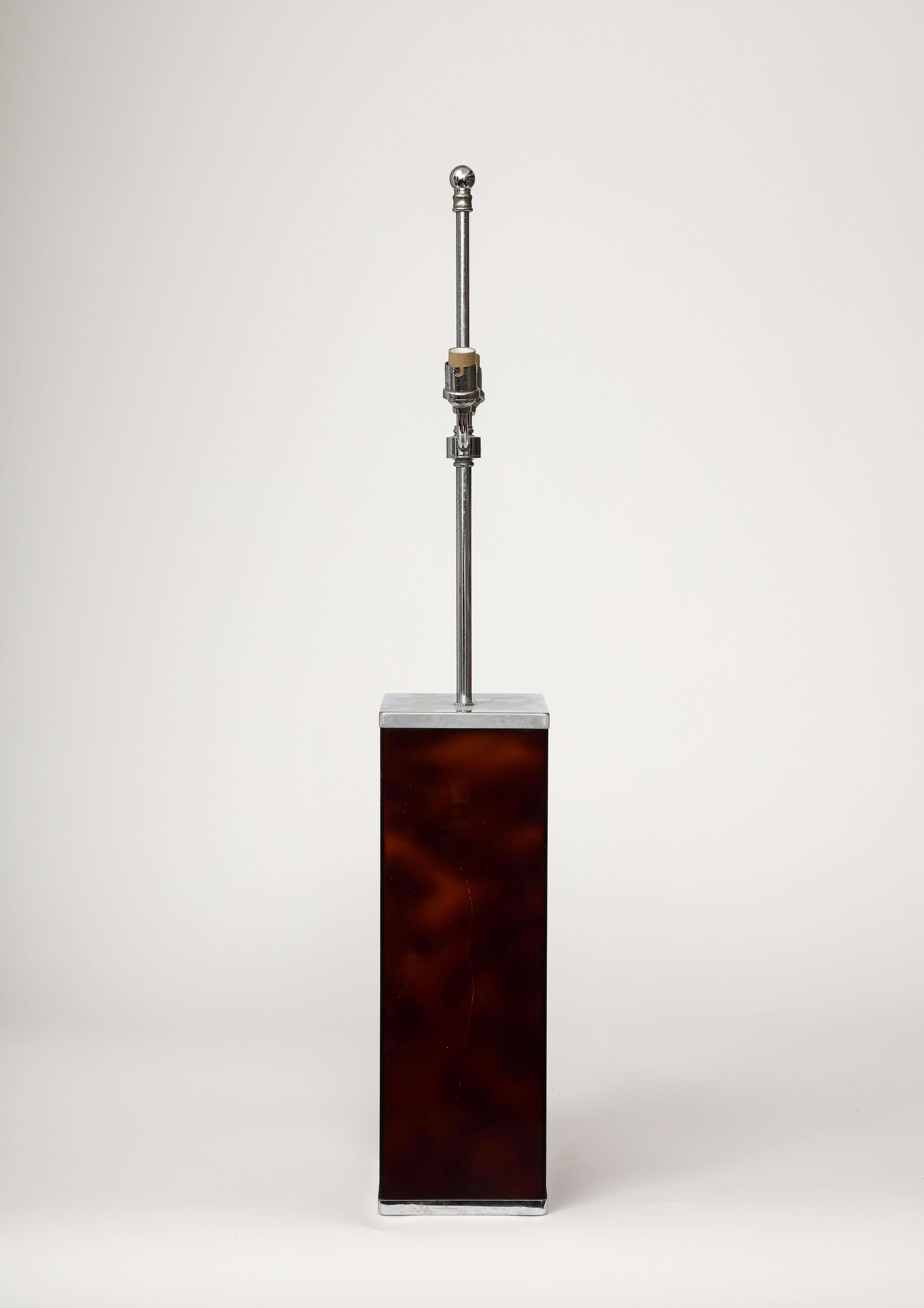 French Resin and Nickel Table Lamp by Philippe Cheverny, France, c. 1970 For Sale