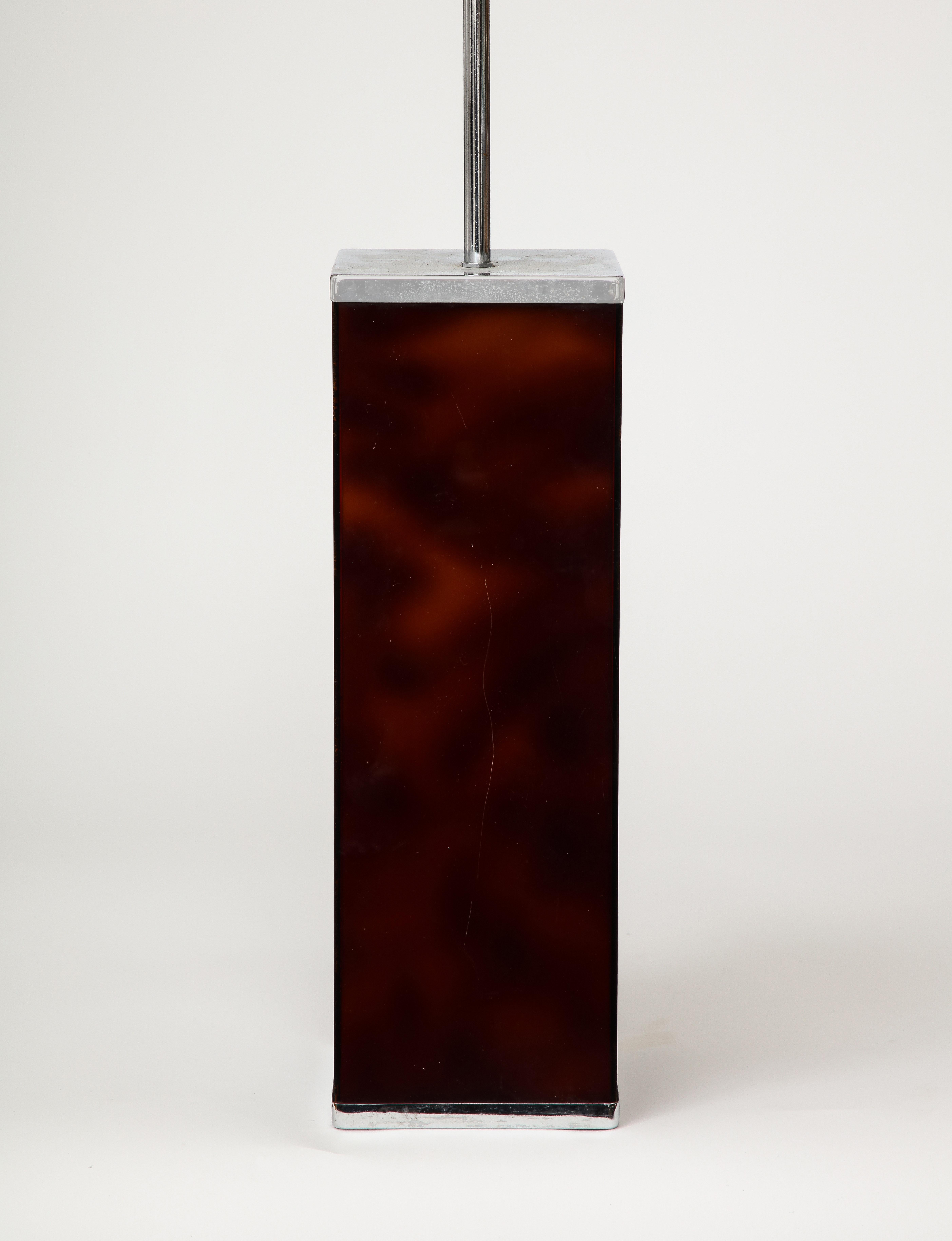 Resin and Nickel Table Lamp by Philippe Cheverny, France, c. 1970 In Good Condition For Sale In New York City, NY