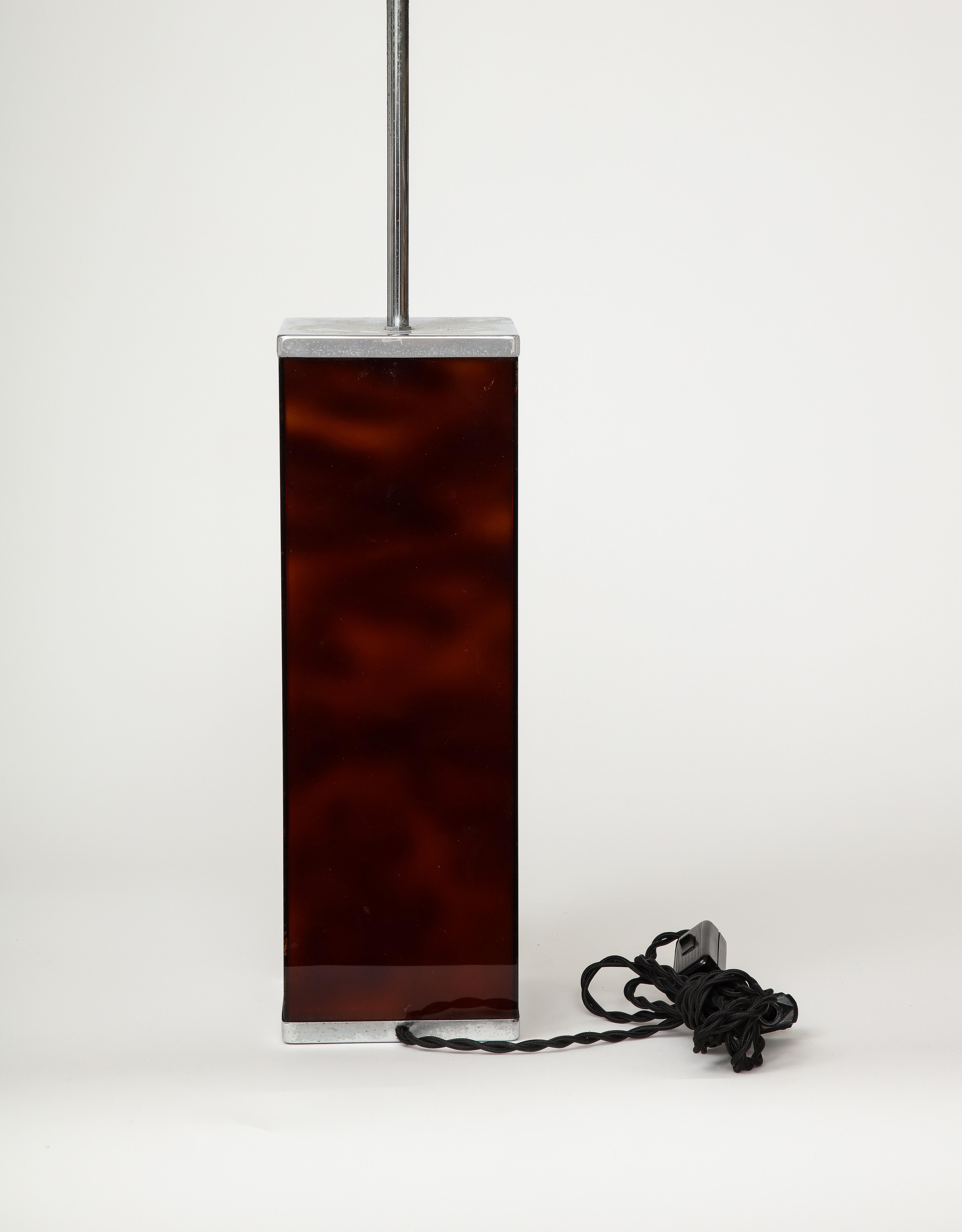 Resin and Nickel Table Lamp by Philippe Cheverny, France, c. 1970 For Sale 1