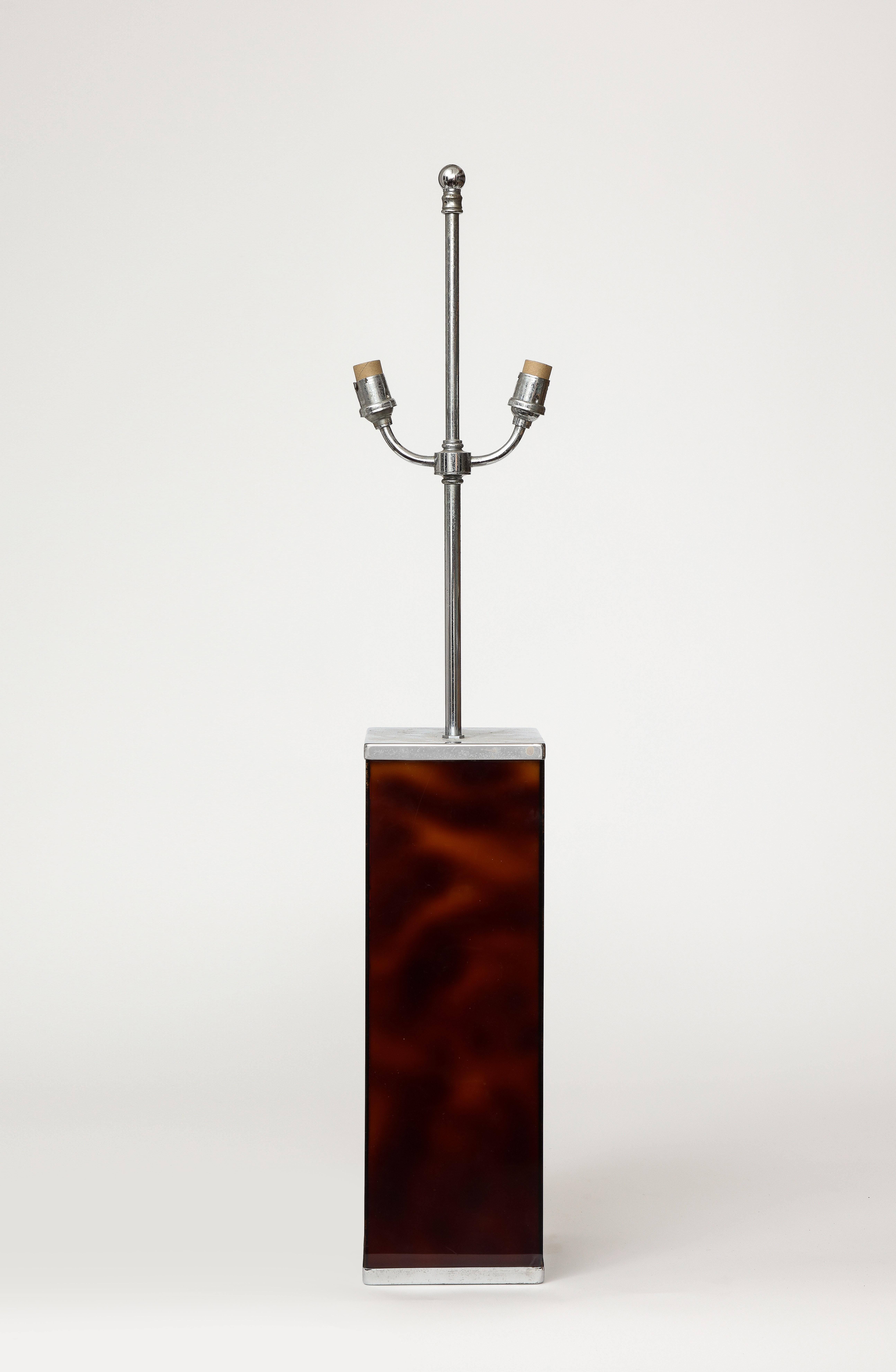 Resin and Nickel Table Lamp by Philippe Cheverny, France, c. 1970 For Sale 2