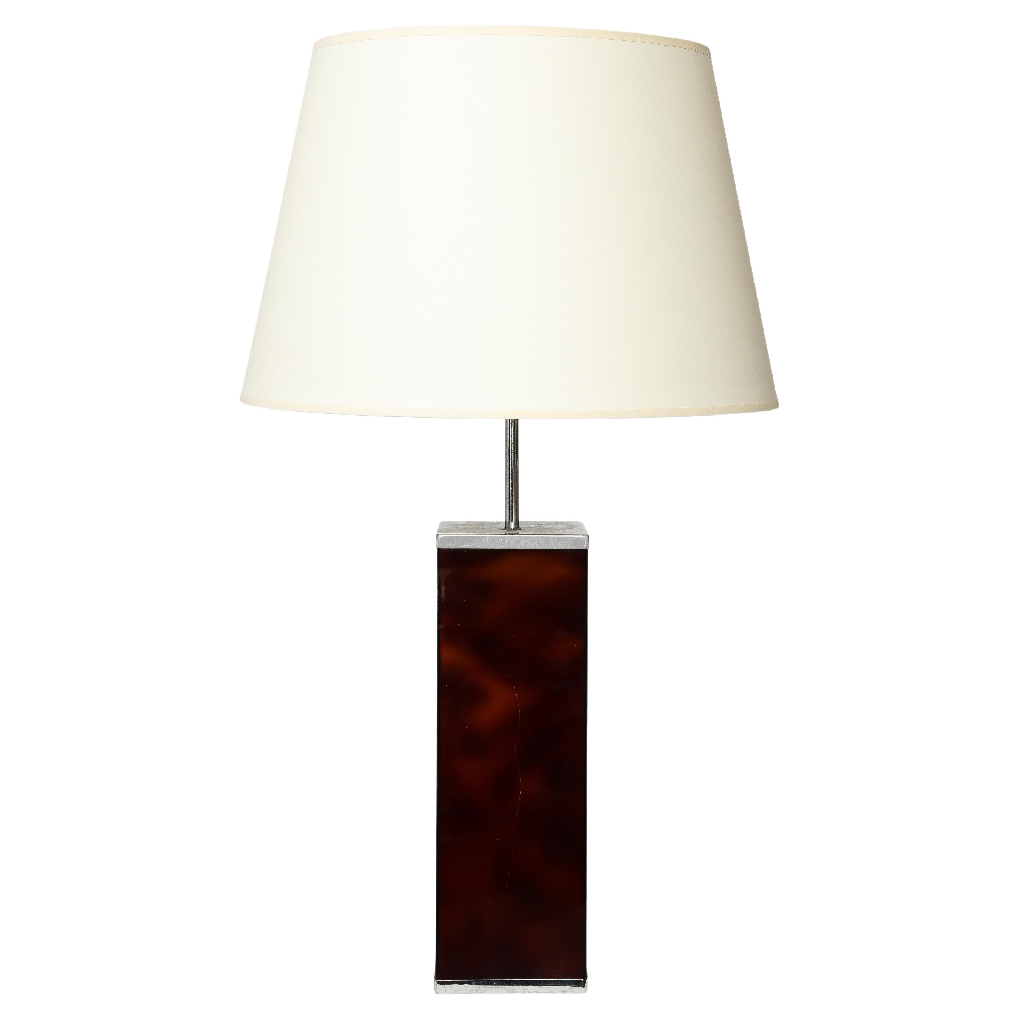 Resin and Nickel Table Lamp by Philippe Cheverny, France, c. 1970 For Sale