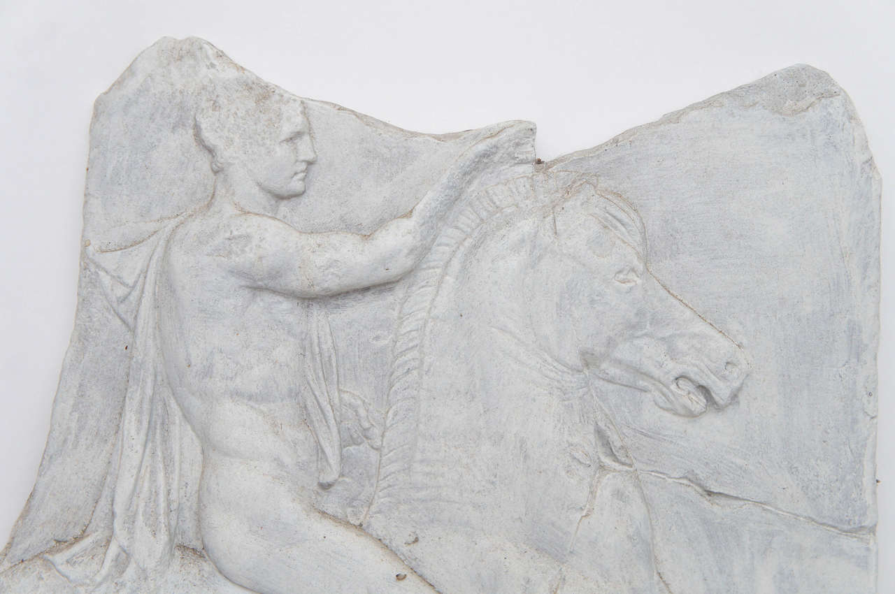 Unknown Ancient Roman on Horseback, Resin and Paint Relief For Sale