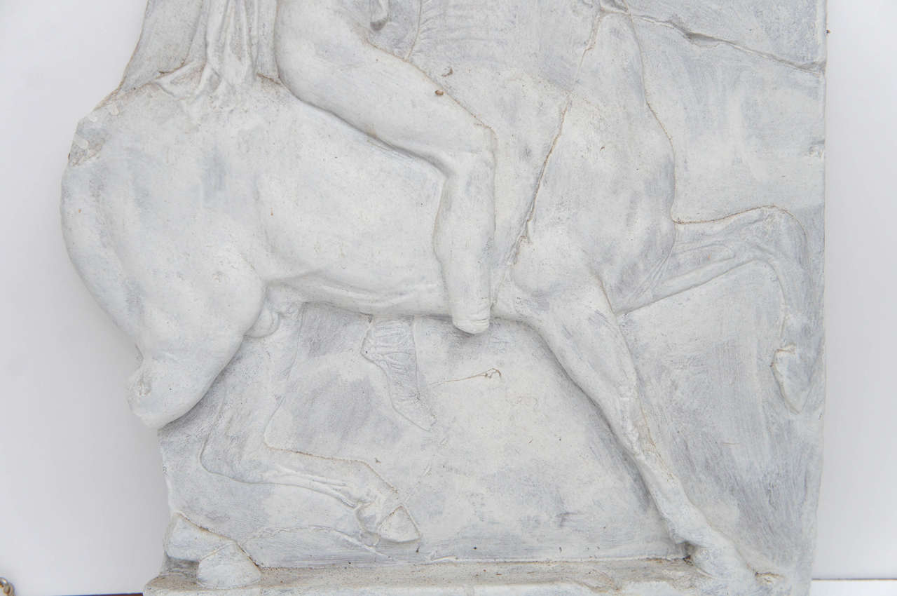 Ancient Roman on Horseback, Resin and Paint Relief In Good Condition For Sale In Hudson, NY