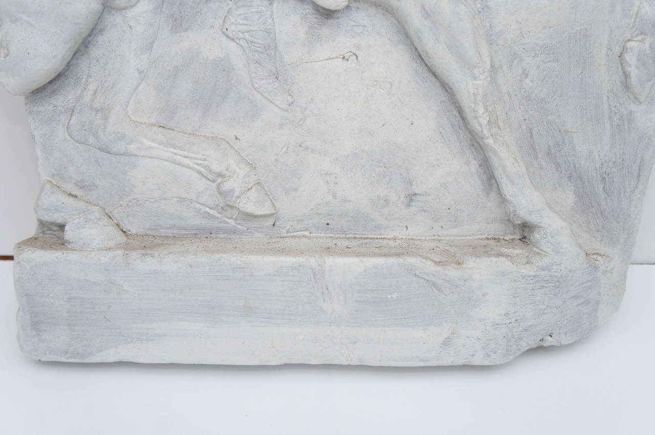 Paint and Resin Relief of an Ancient Roman on Horseback In Good Condition For Sale In Hudson, NY