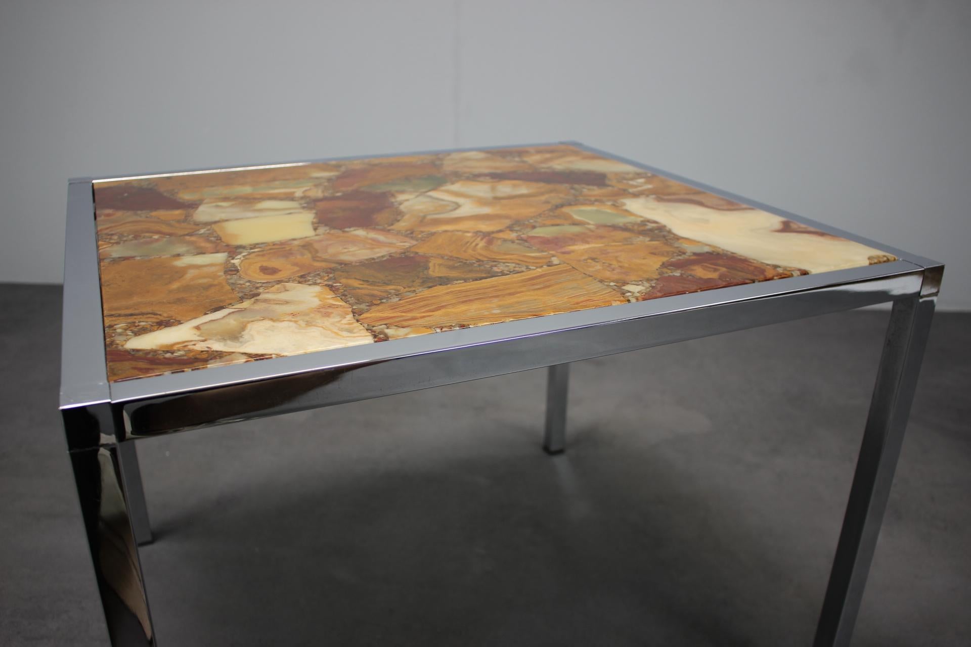 Mid-Century Resin and Stone Chrome Plated Coffee Table, 1970s, Germany im Zustand „Gut“ im Angebot in Praha, CZ