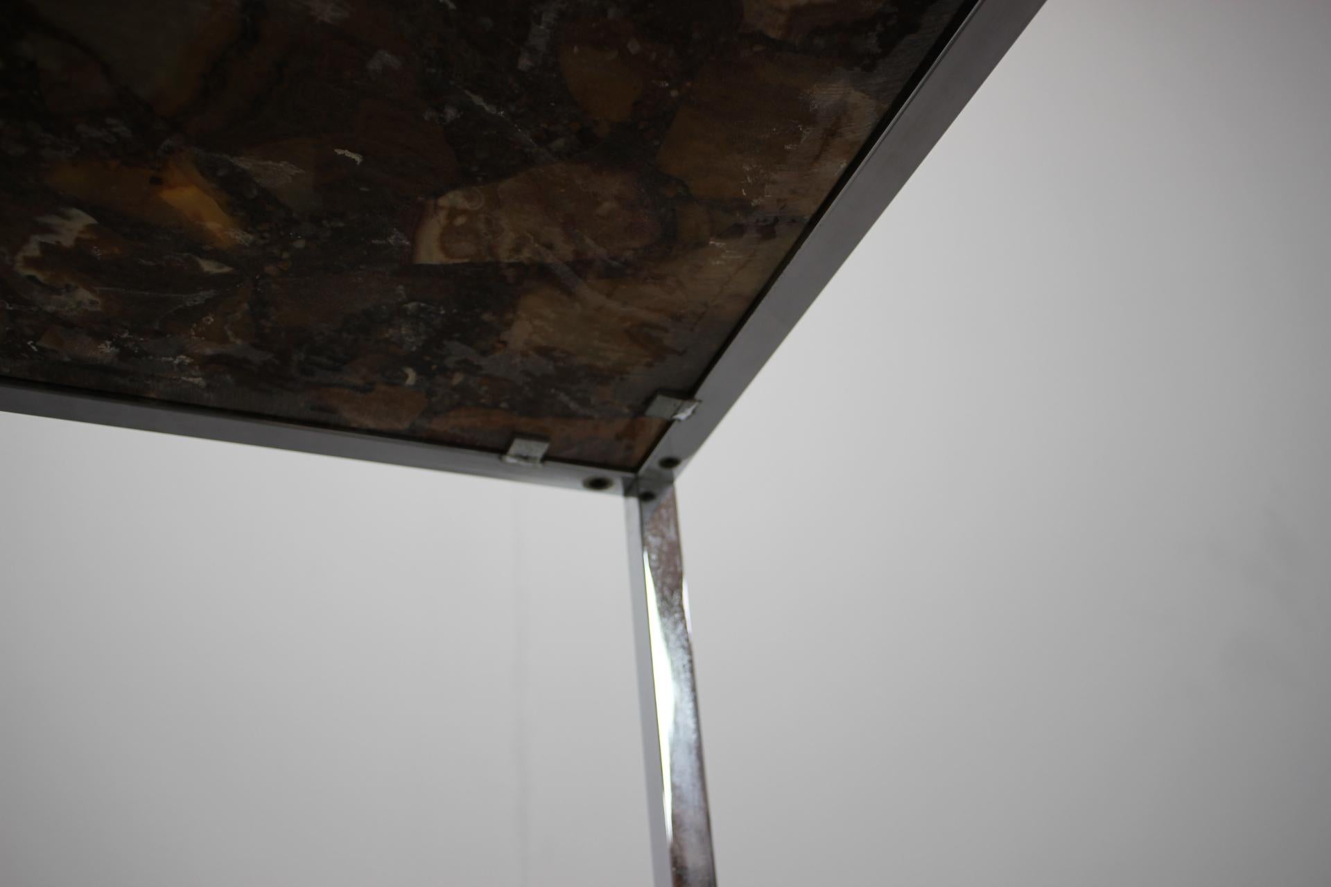 Mid-Century Resin and Stone Chrome Plated Coffee Table, 1970s, Germany (Ende des 20. Jahrhunderts) im Angebot