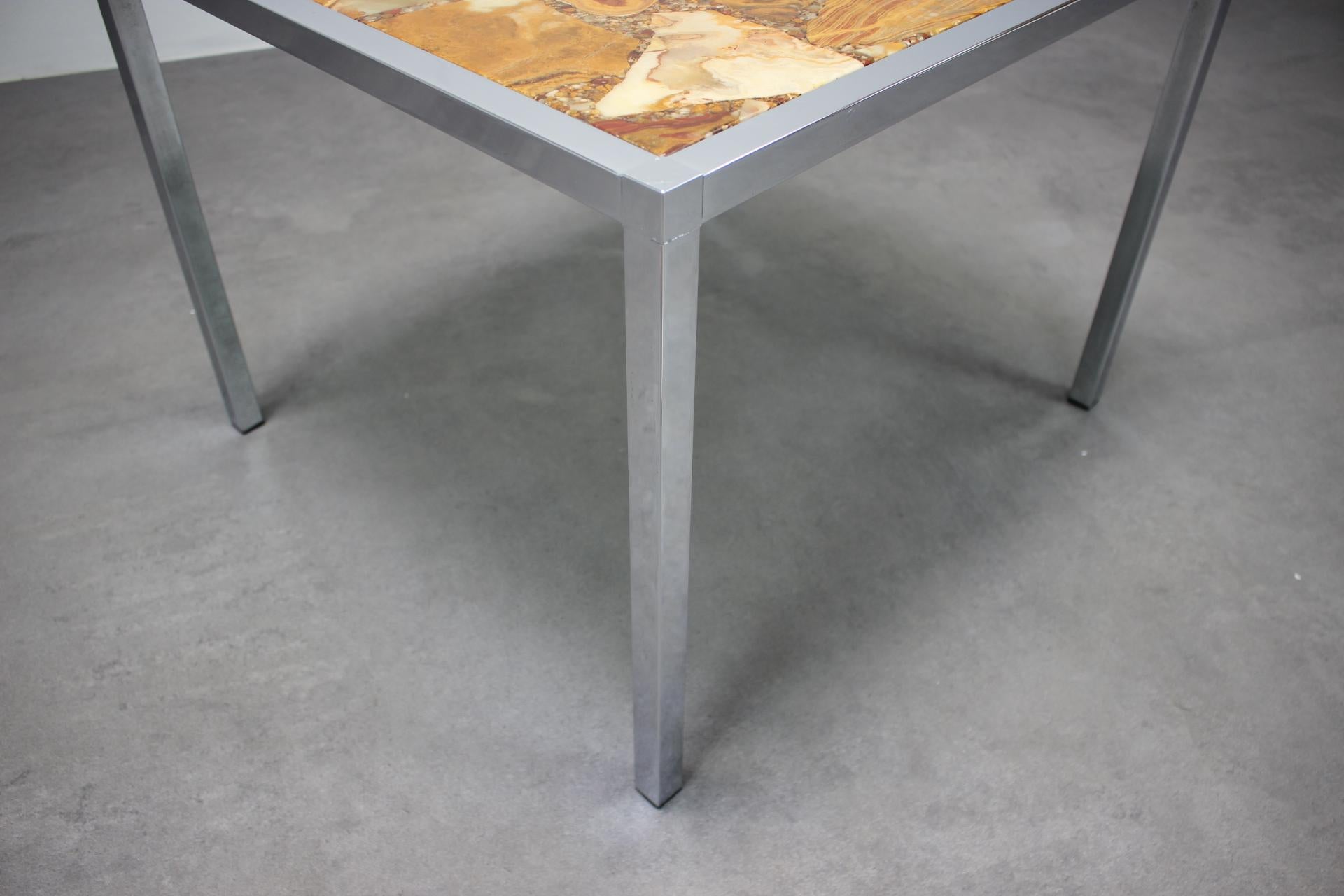 Mid-Century Resin and Stone Chrome Plated Coffee Table, 1970s, Germany im Angebot 1