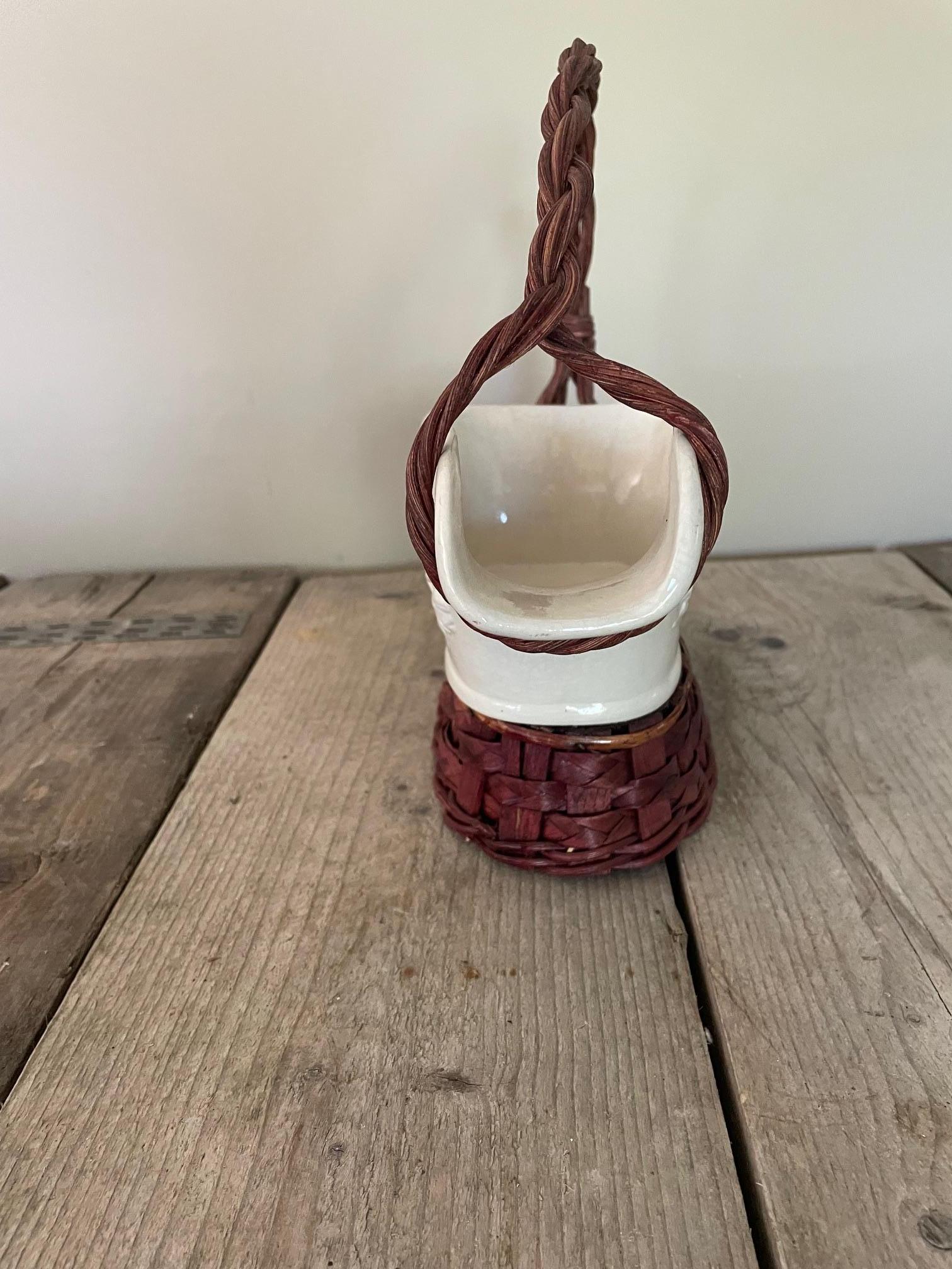 Italian Resin and wicker bottle holder For Sale