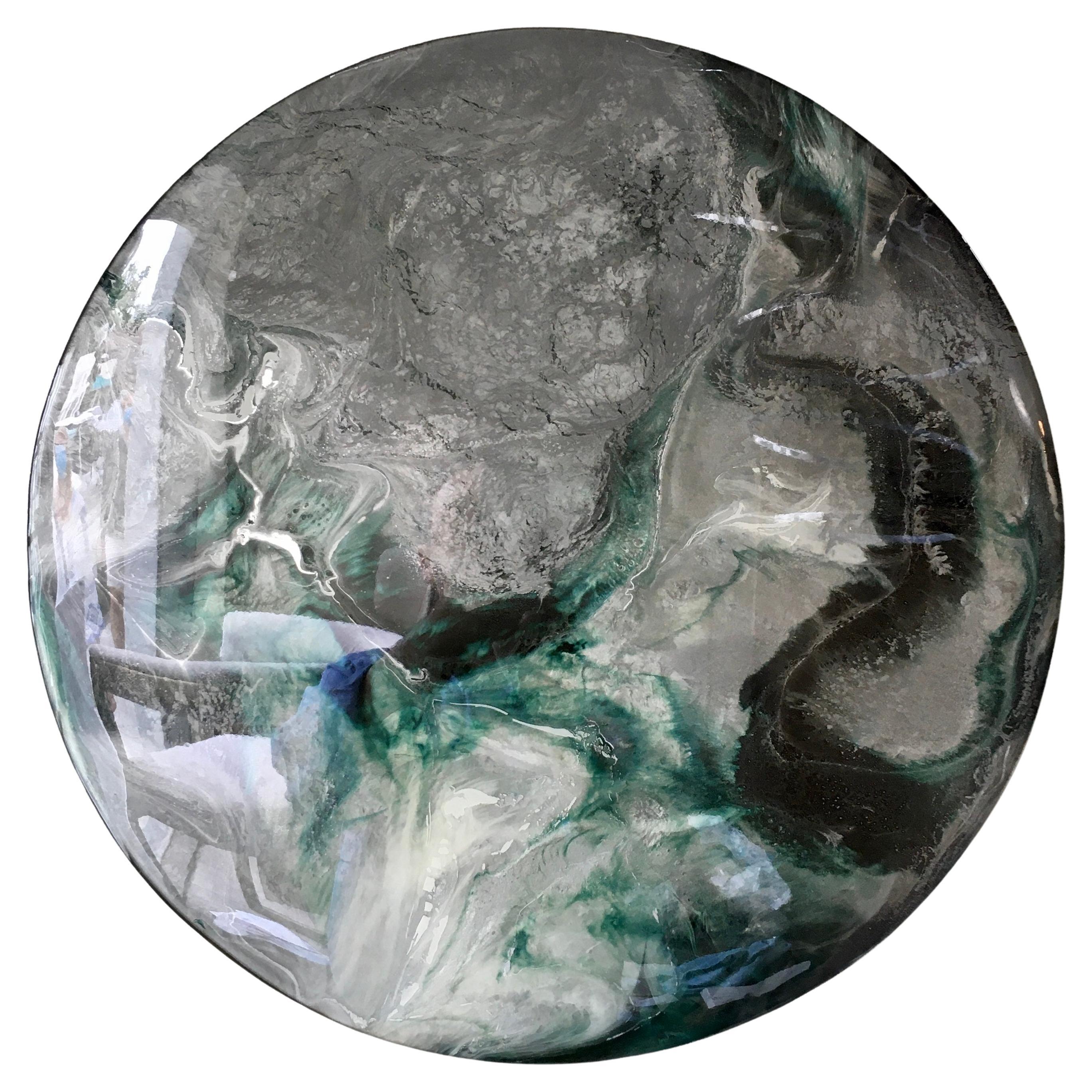 Resin Art Round Panel 23" For Sale