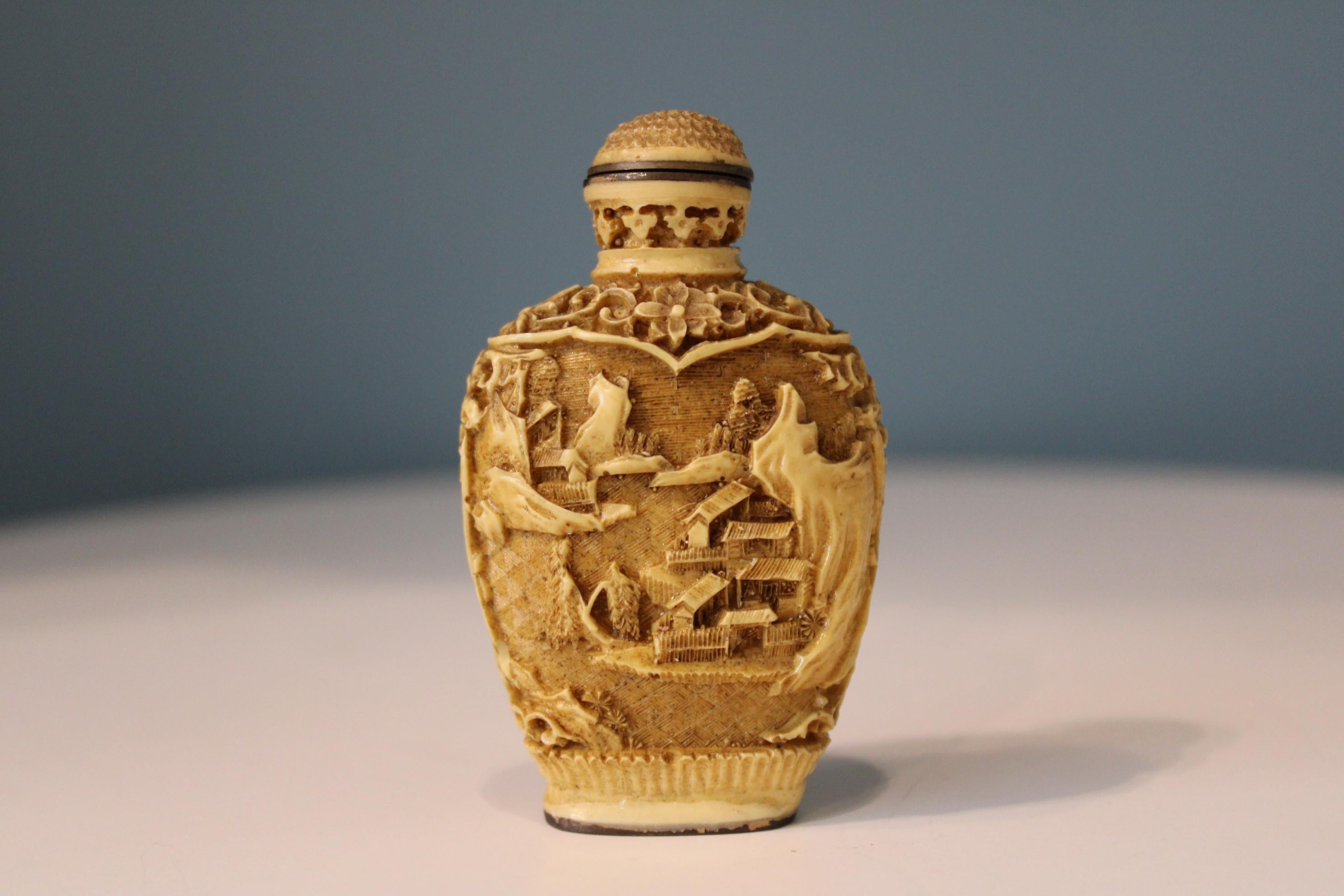 Metal Resin Asian Snuff Bottle For Sale