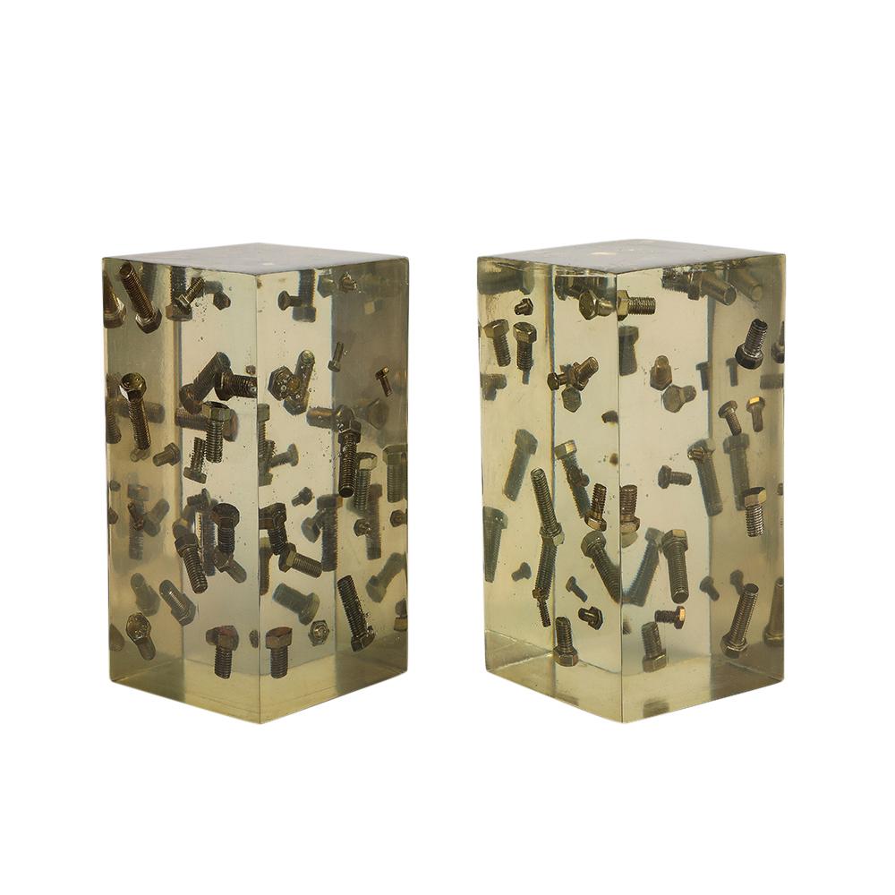 Resin Bolt Bookends, Acrylic Blocks, Steel For Sale 6