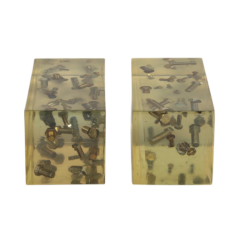 Resin Bolt Bookends, Acrylic Blocks, Steel For Sale 8