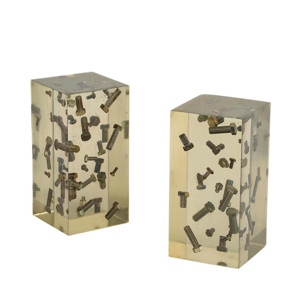Resin Bolt Bookends, Acrylic Blocks, Steel For Sale 9