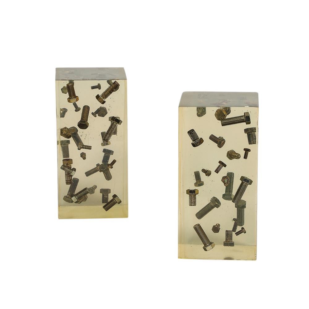 Resin Bolt Bookends, Acrylic Blocks, Steel For Sale 11