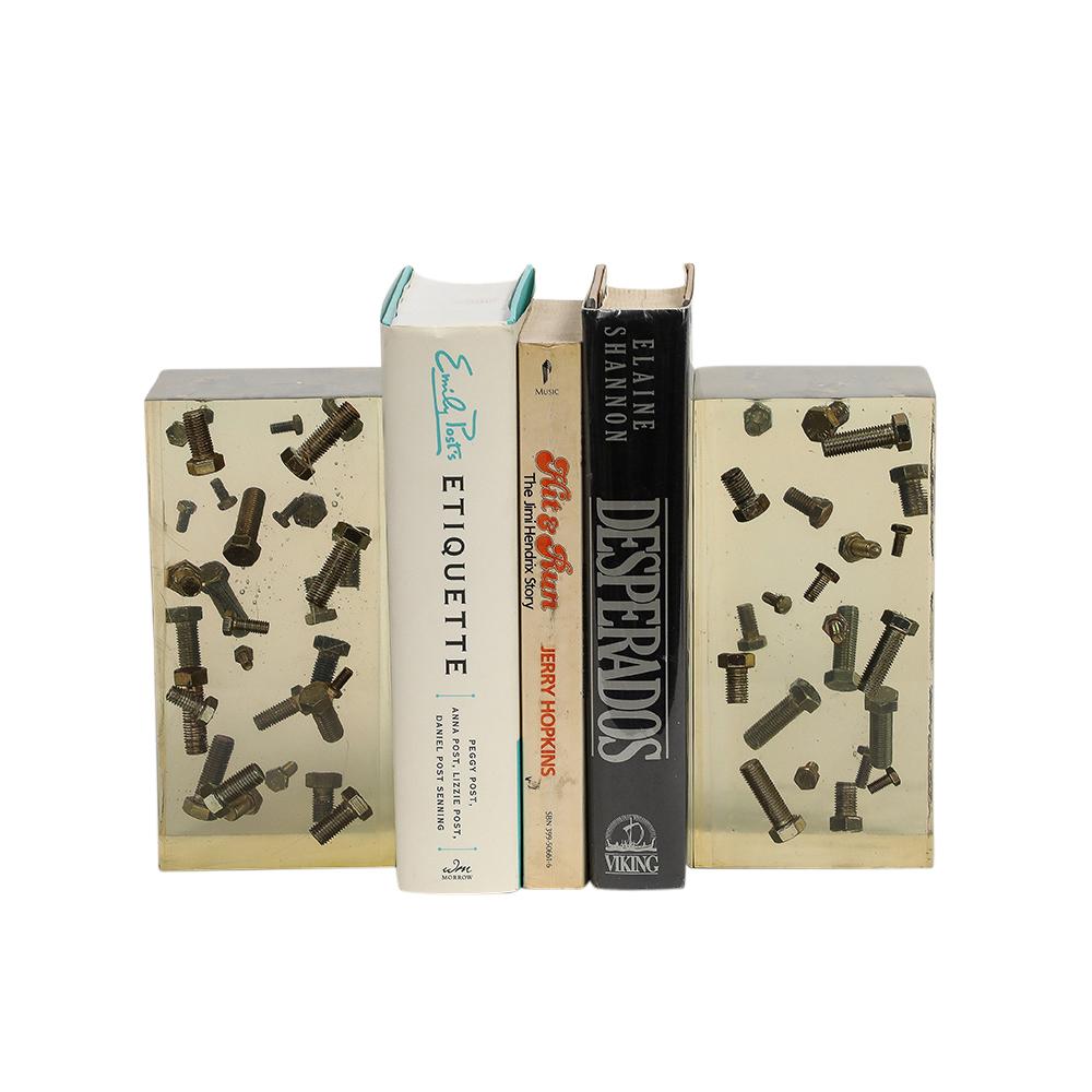Resin Bolt Bookends, Acrylic Blocks, Steel For Sale 14