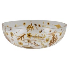 Resin Bowl Centerpiece with Leaves and Flowers Inclusions, Italy 1970s