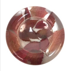 Centro de mesa de resina con hojas en el interior, Made in Italy, años 70