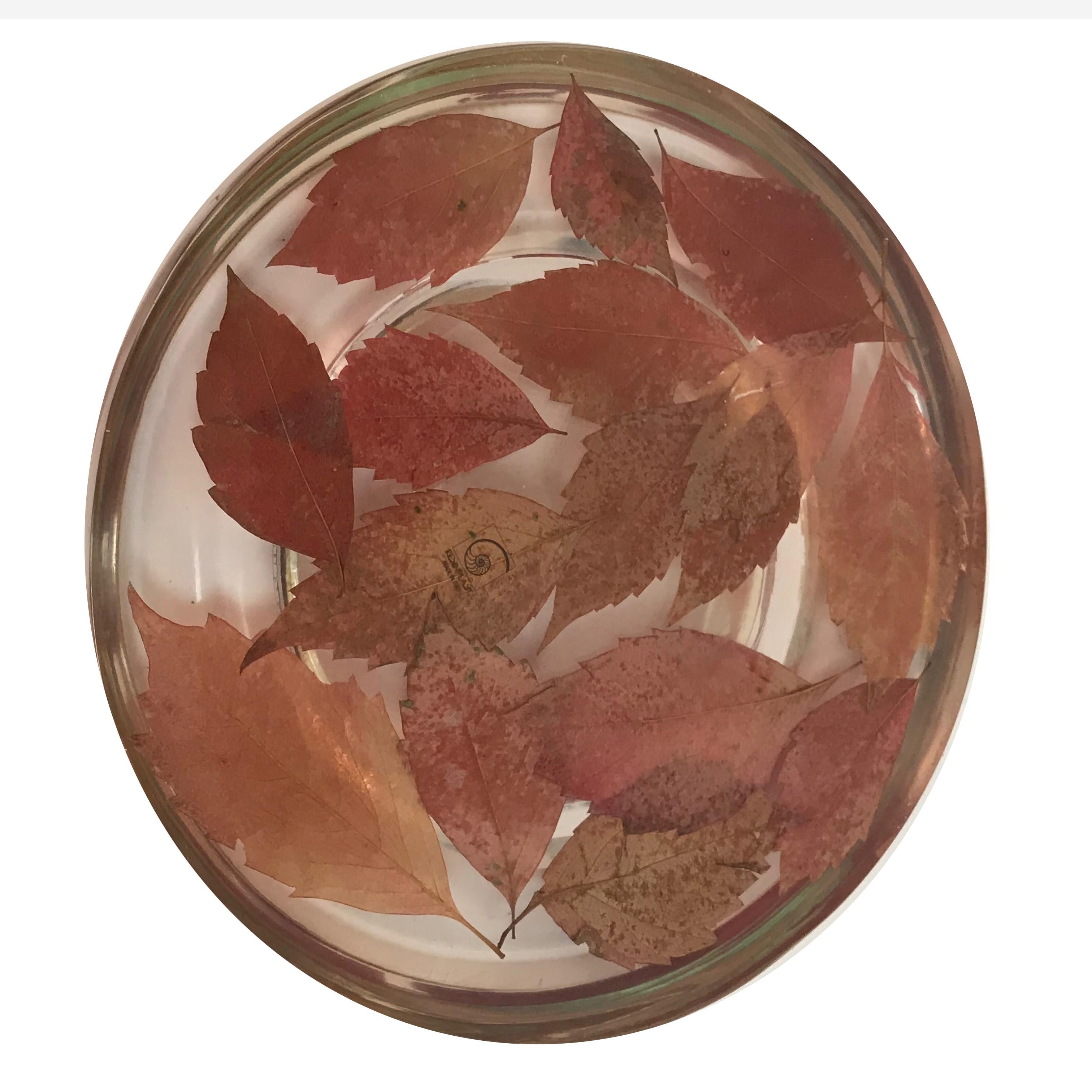 Resin Bowl Centerpiece with Leaves Inside, Made in Italy, 1970s For Sale 2