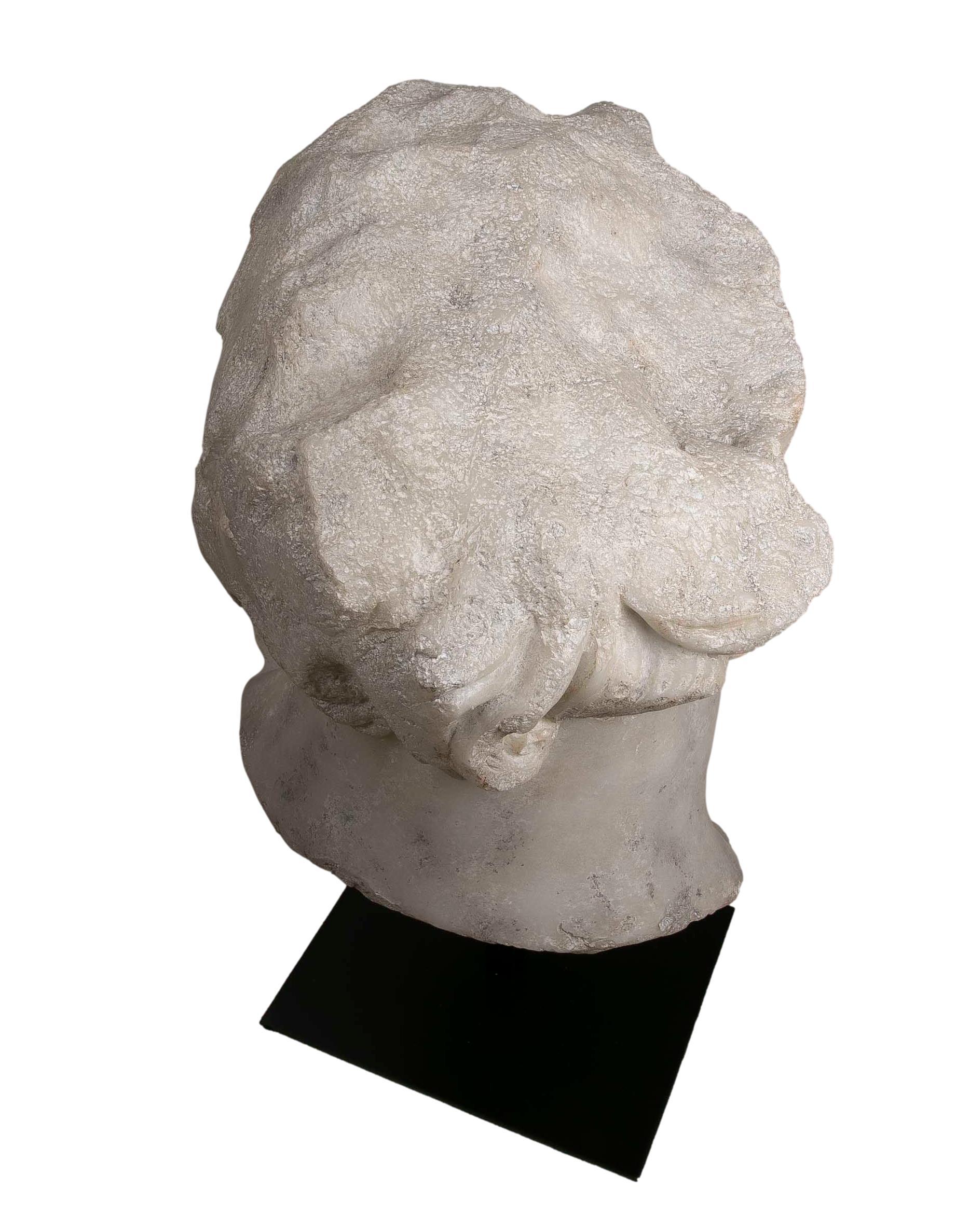Resin Bust Head of a Renaissance Character with Antique Finish with Base For Sale 6
