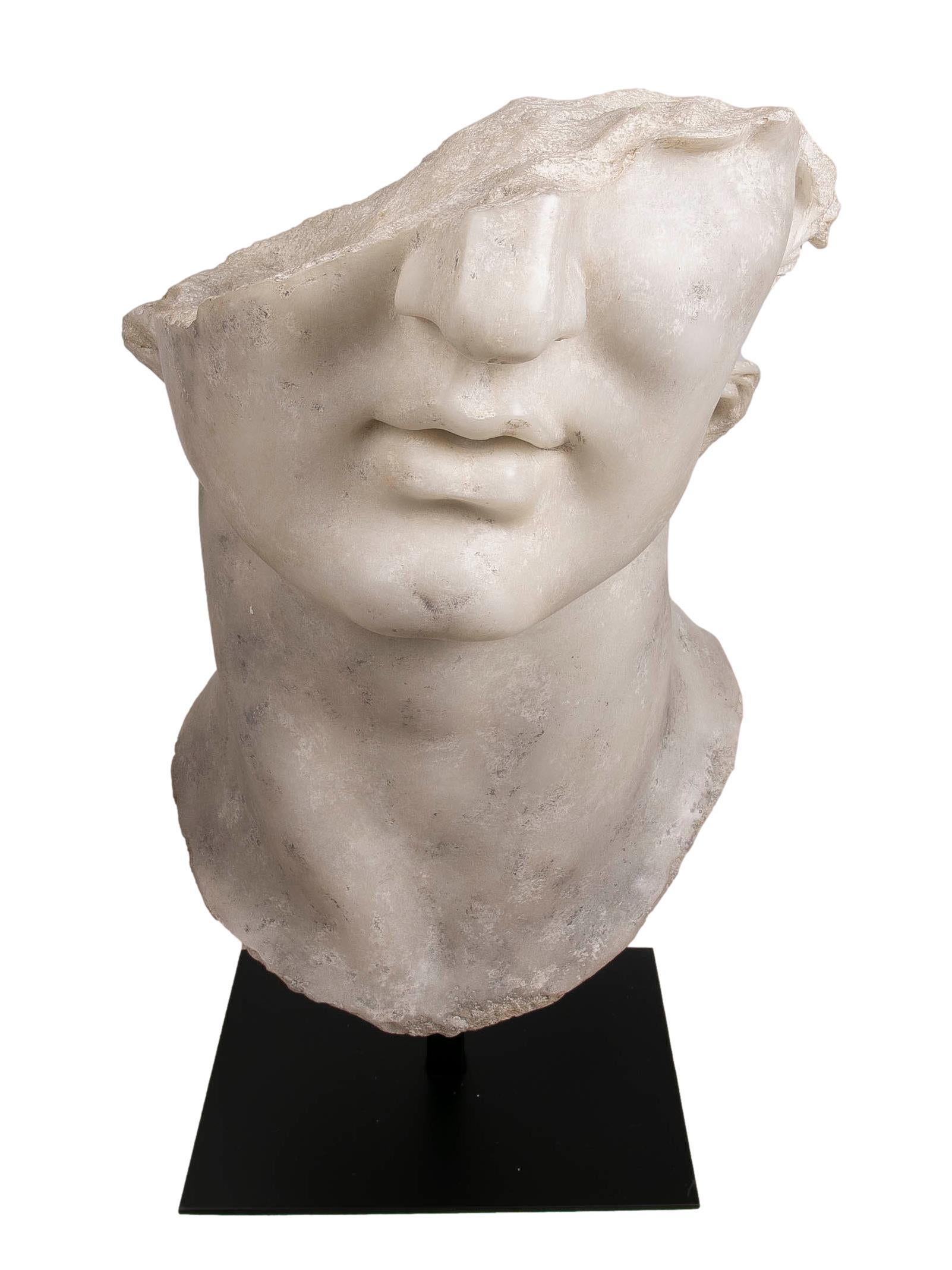 Resin Bust Head of a Renaissance character with Antique finish with base.