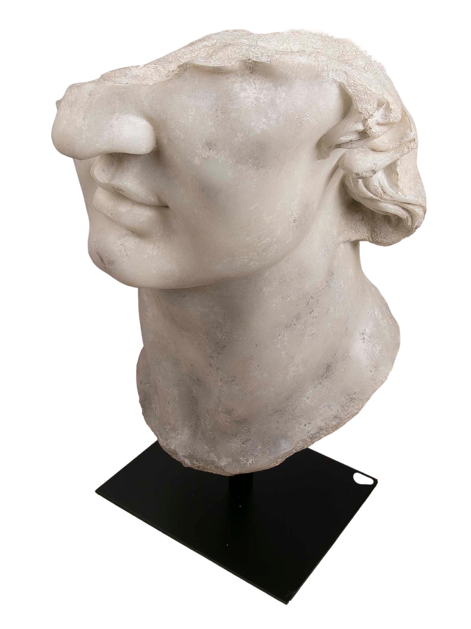 French Resin Bust Head of a Renaissance Character with Antique Finish with Base For Sale