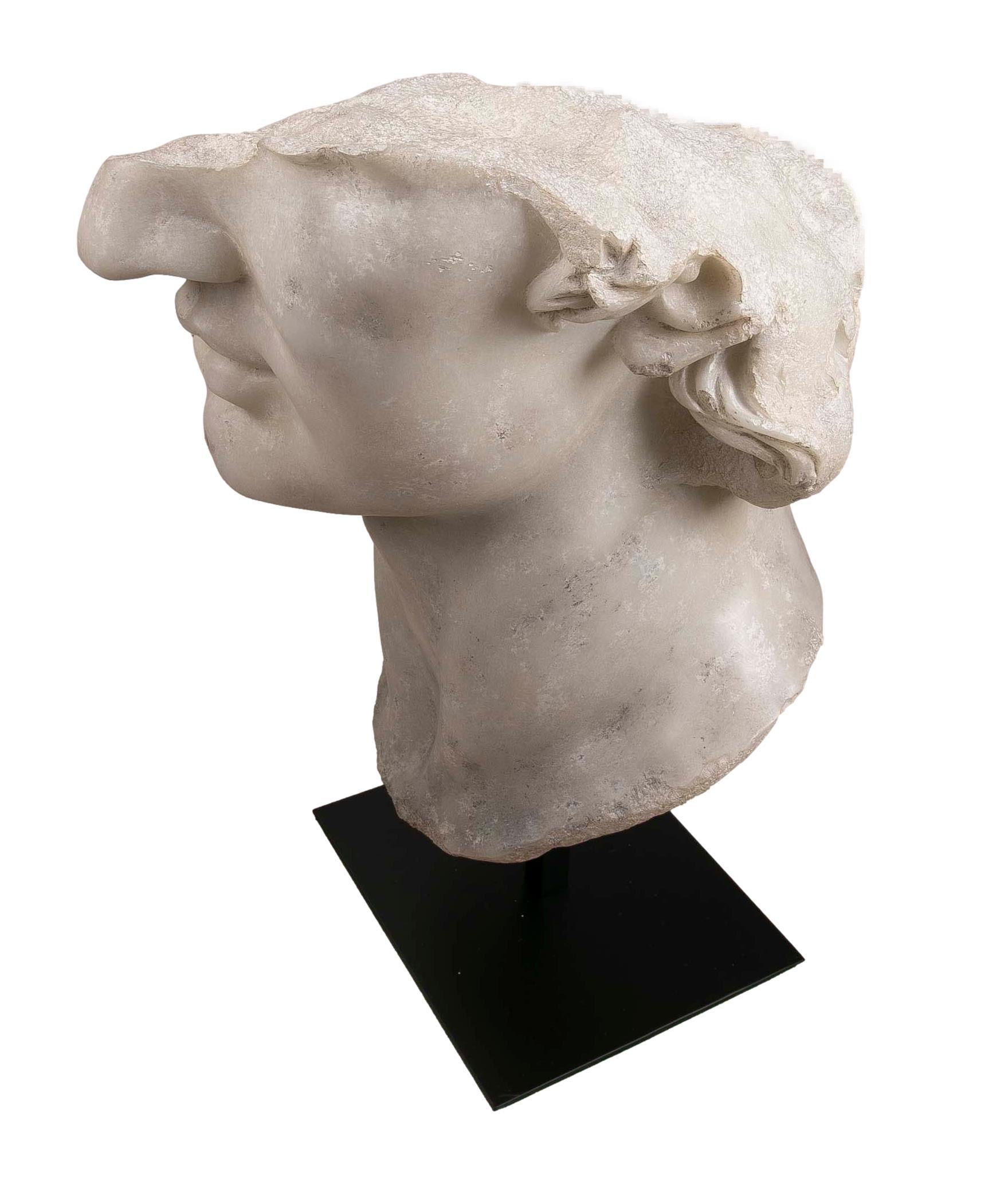 Resin Bust Head of a Renaissance Character with Antique Finish with Base For Sale 2