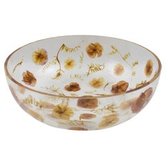 Resin Centerpiece Bowl, Leaves and Flowers Inclusions, Italy 1970s
