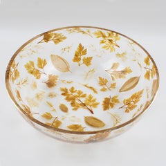 Resin Centerpiece Serving Bowl with Leaves Inclusions, Italy 1970s